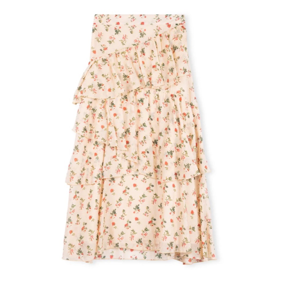 NWT Floral Cream Midi Skirt
